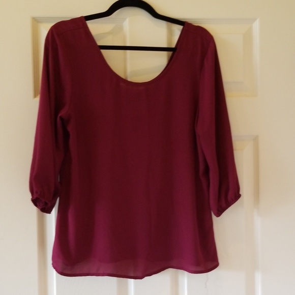 Maroon and leopard print bow blouse - Picture 2 of 4
